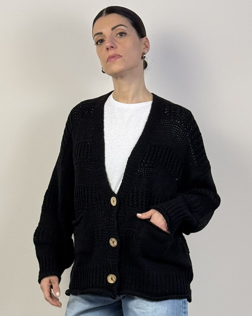 Cardigan Bottoni Bande Rilievo HAVEONE