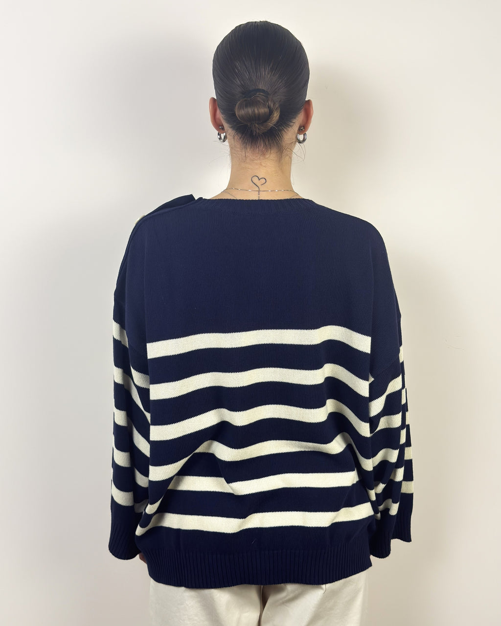 Maglia Girocollo Righe Bottoni Laterali KONTATTO