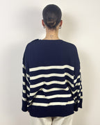 Maglia Girocollo Righe Bottoni Laterali KONTATTO