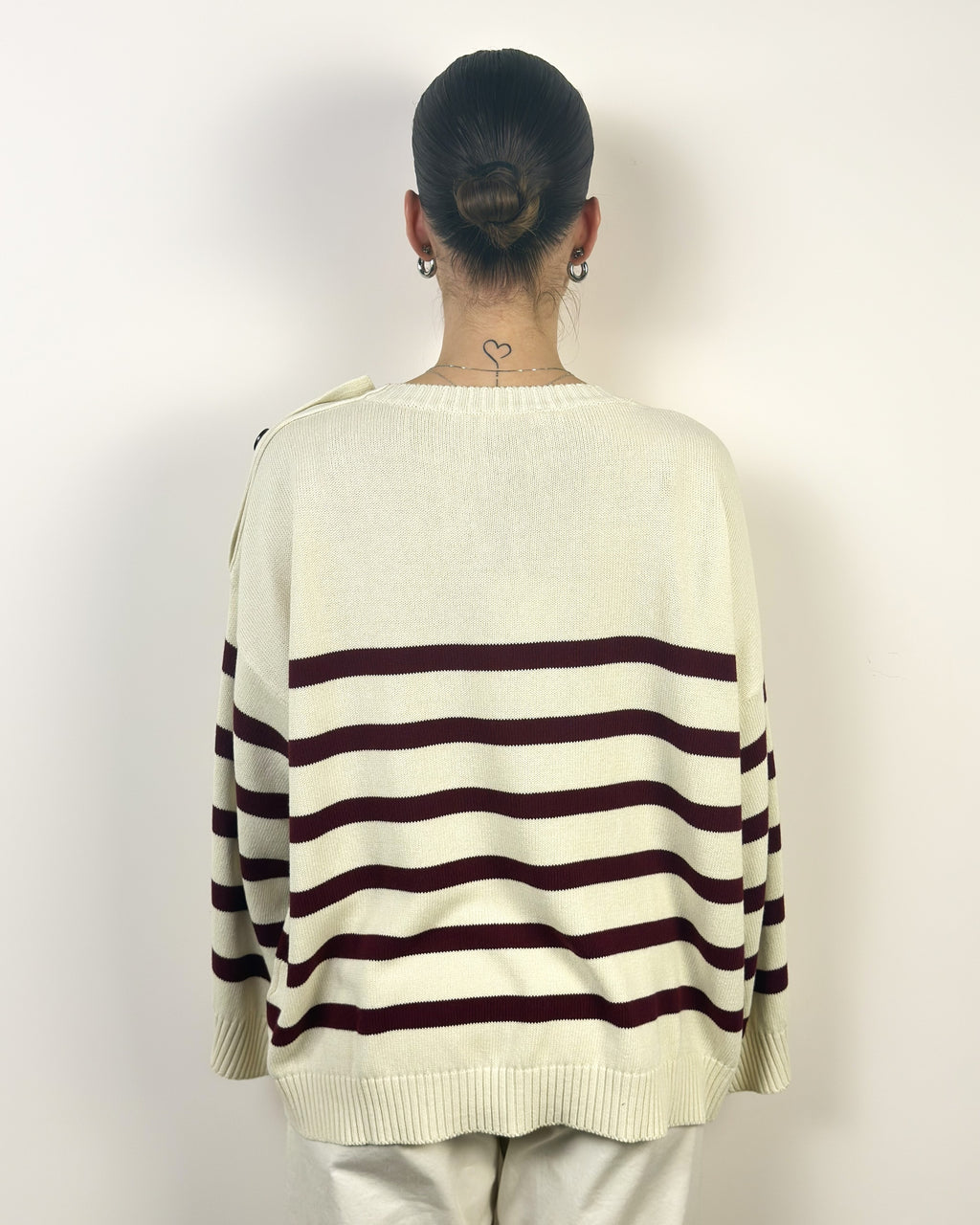 Maglia Girocollo Righe Bottoni Laterali KONTATTO