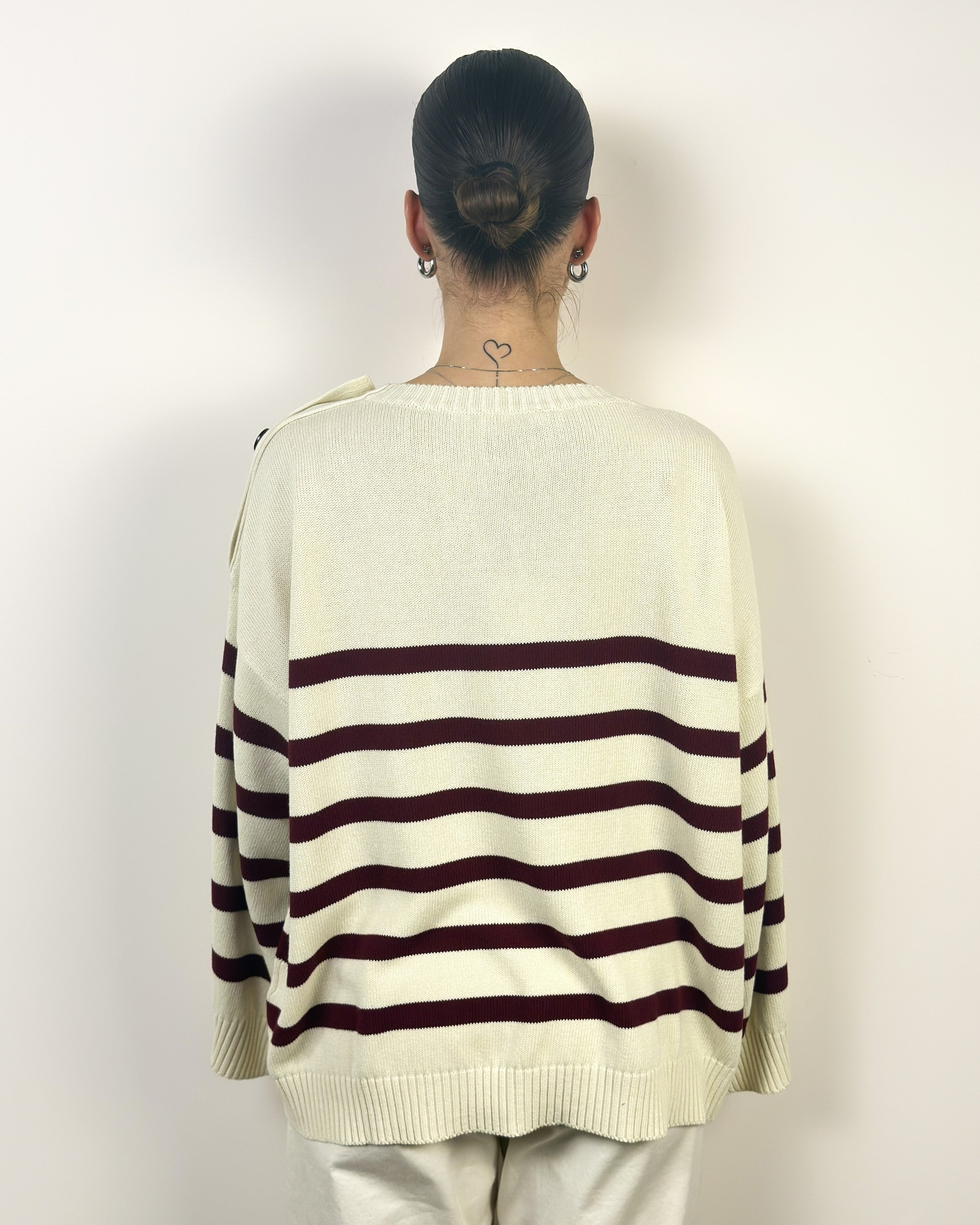 Maglia Girocollo Righe Bottoni Laterali KONTATTO