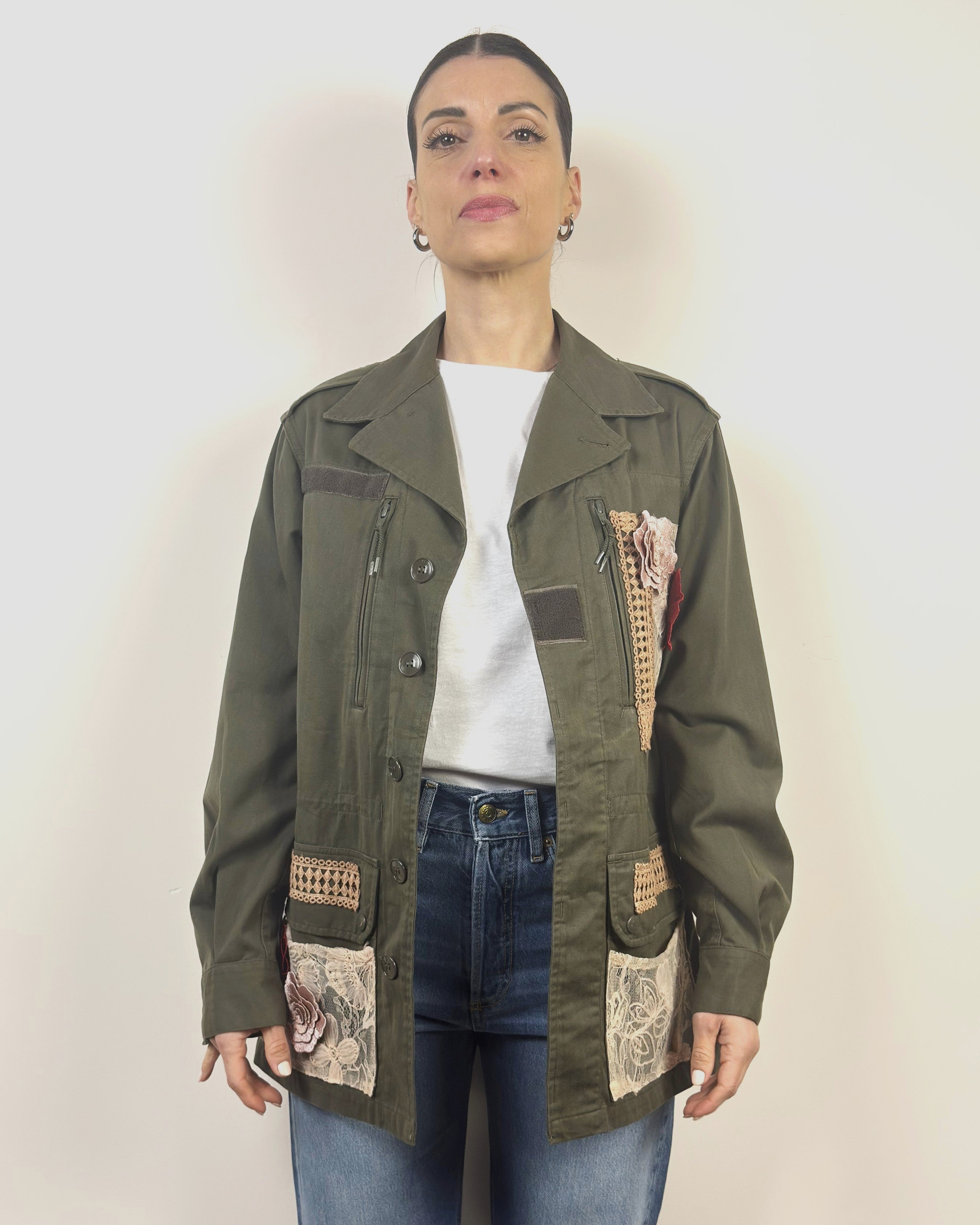 Giacca Sahariana Militare Con Ricami LOKITA