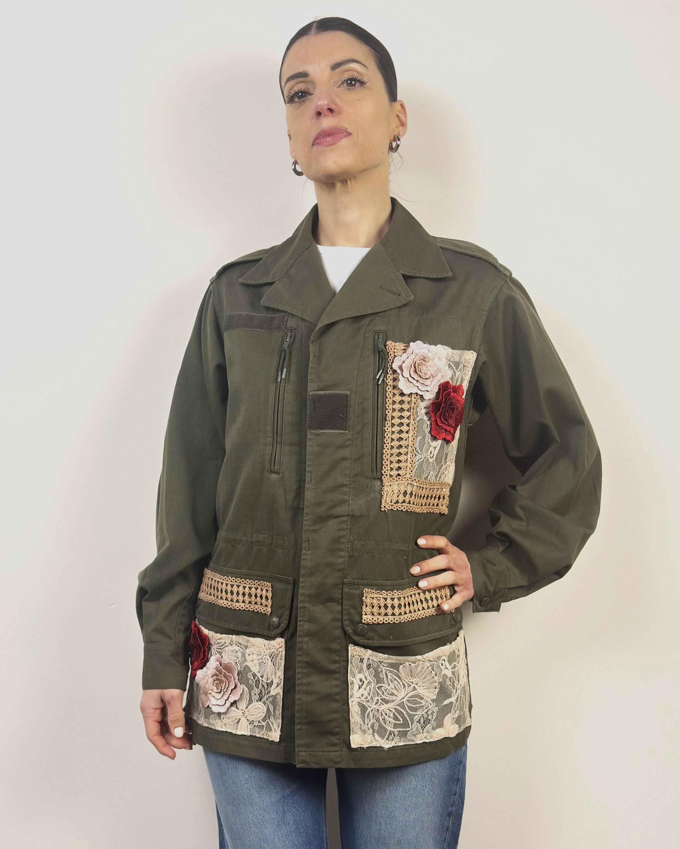 Giacca Sahariana Militare Con Ricami LOKITA