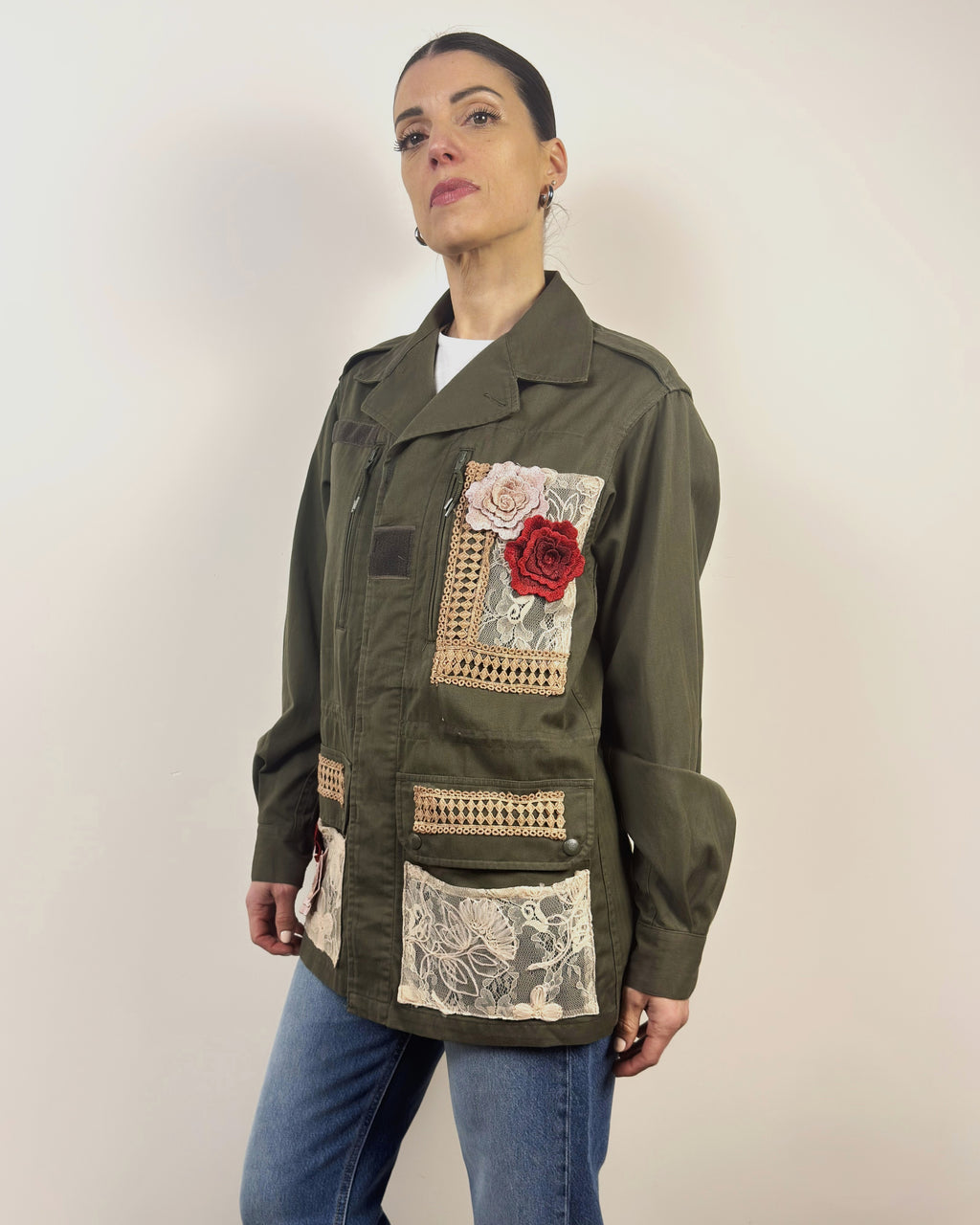 Giacca Sahariana Militare Con Ricami LOKITA