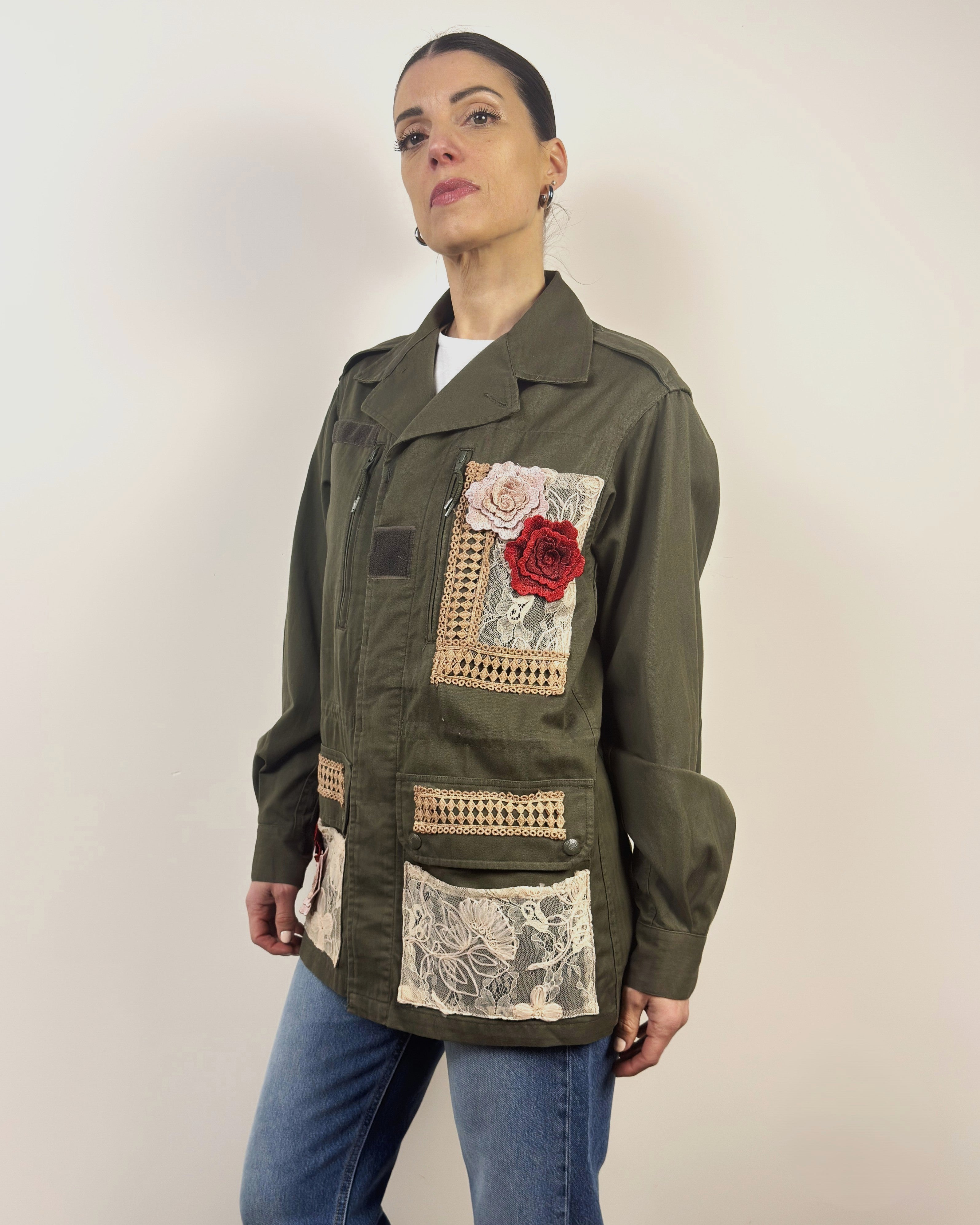 Giacca Sahariana Militare Con Ricami LOKITA