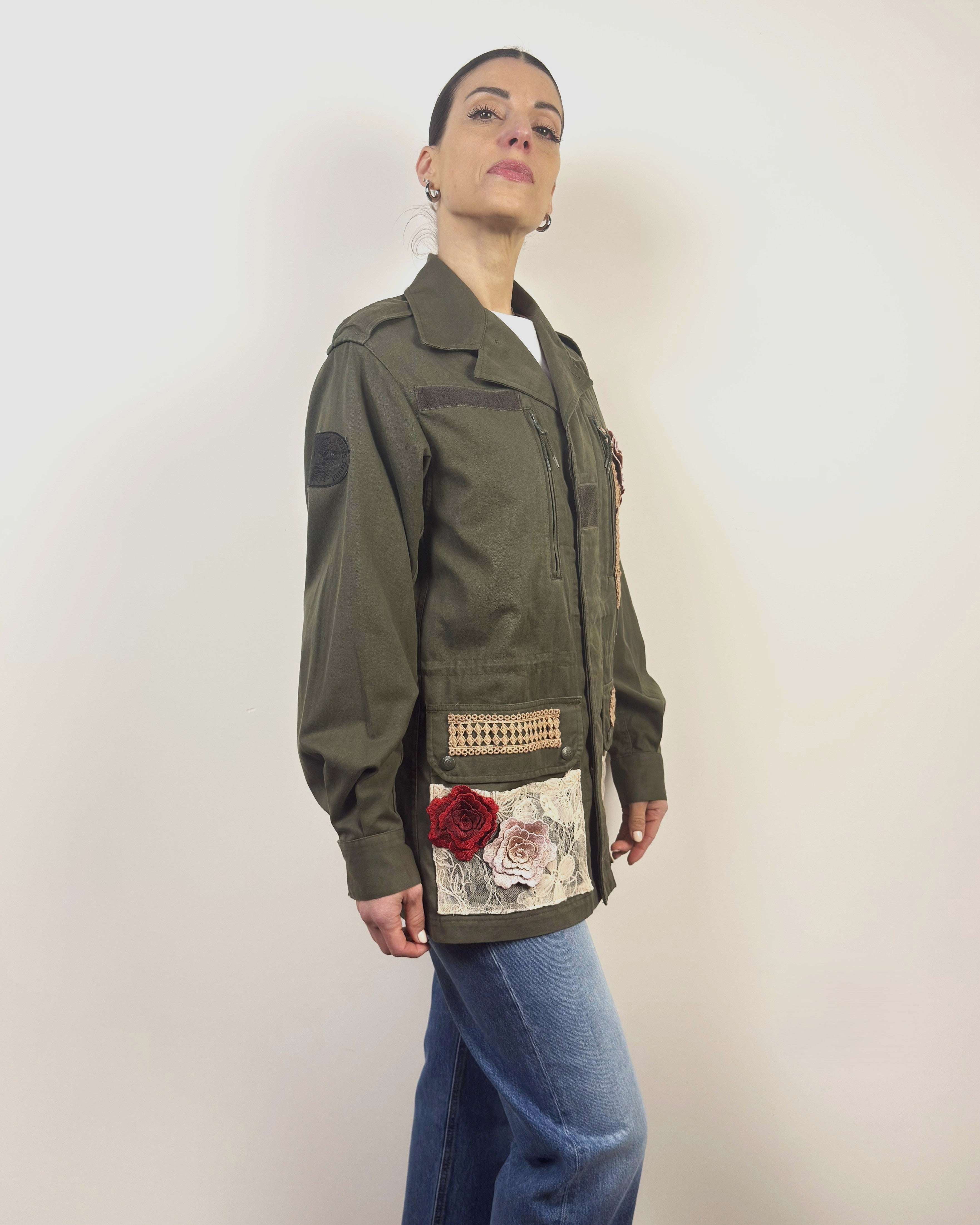 Giacca Sahariana Militare Con Ricami LOKITA