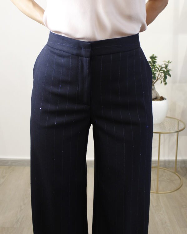 Pantalone Largo Gessato Paillettes KONTATTO