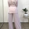 completo abito kontatto rosa pantalone palazzo fusciacca giacca
