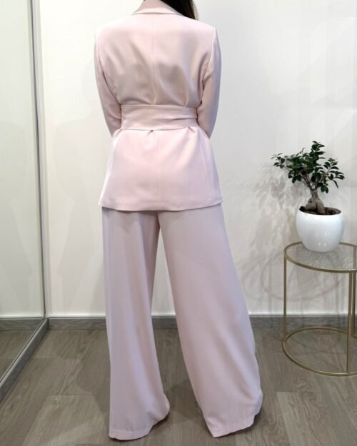 completo abito kontatto rosa pantalone palazzo fusciacca giacca