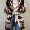 maglia cardigan etnico cinta haveone frange