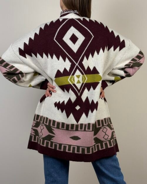 maglia cardigan etnico cinta haveone frange
