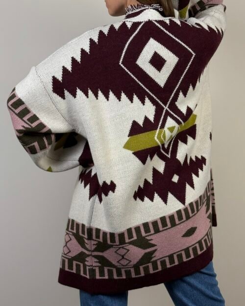 maglia cardigan etnico cinta haveone frange