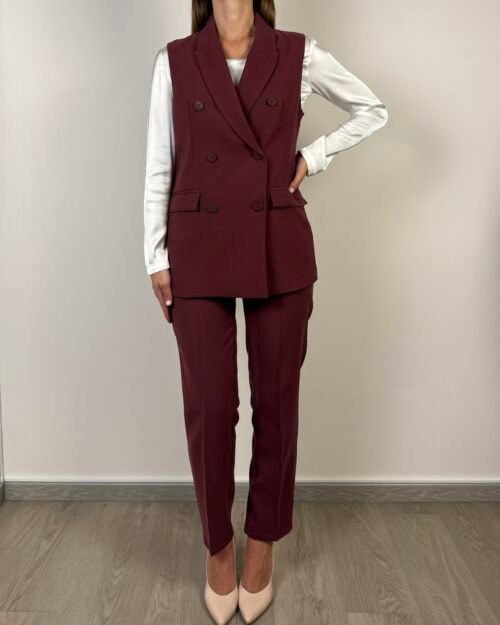 competo gilet doppio petto pantalone sigaretta haveone bordeaux