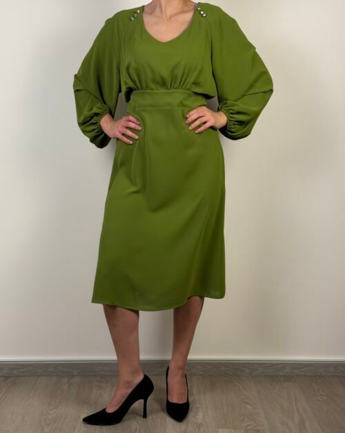 abito midi manica palloncino punti luce