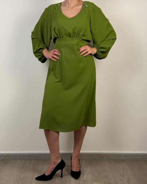 abito midi manica palloncino punti luce