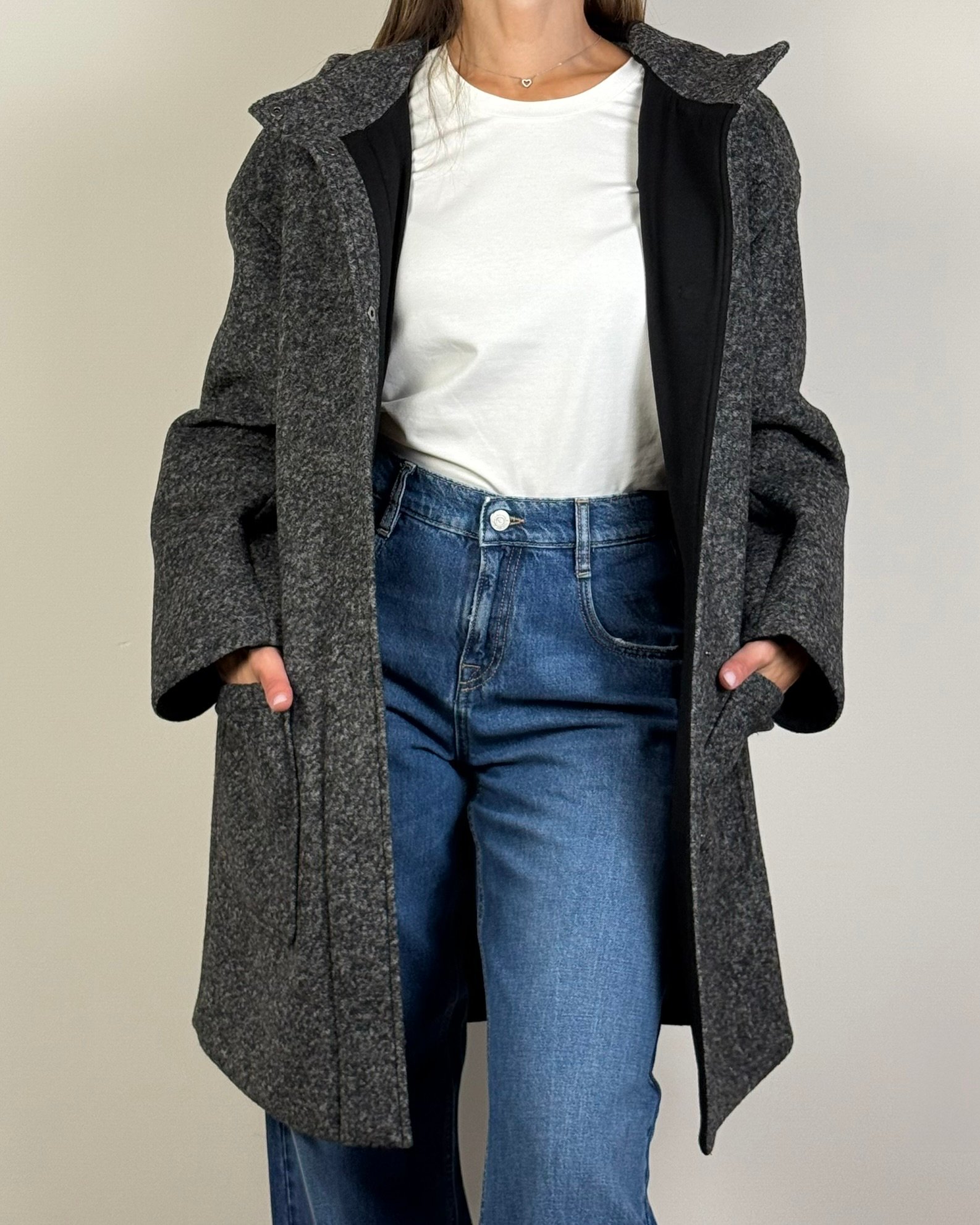 cappotto neoprene tasche cappuccio max mara