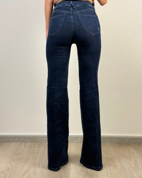 jeans cycle flaire cinque tasche denim zampa media vita alta