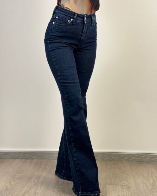 jeans cycle flaire cinque tasche denim zampa media vita alta