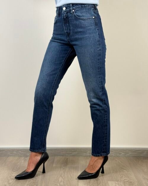 jeans cycle dritto sigaretta blu cinque tasche