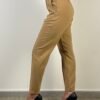 pantalone dritto nero cammello nocciola beige stretto morbido pences tasche francese elastico in vita elegante sportivo