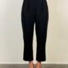 pantalone dritto nero stretto morbido pences tasche francese elastico in vita