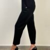pantalone dritto nero stretto morbido pences tasche francese elastico in vita