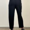 pantalone dritto nero stretto morbido pences tasche francese elastico in vita