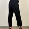 pantalone dritto nero stretto morbido pences tasche francese elastico in vita