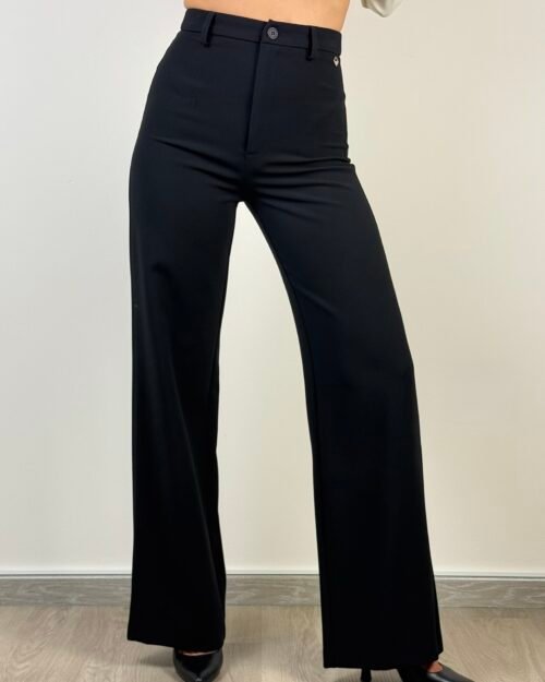 pantalone dritto zampa nero stretto