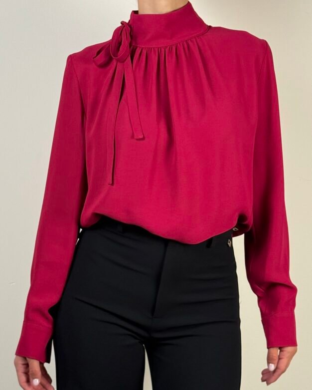 blusa camicia fiocco meme road panna bianca bordeaux ciliegia rossa